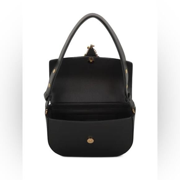 Versace Virtus Black Leather Shoulder Crossbody Bag NWT - Picture 11 of 12